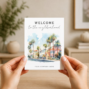 Postal Bienvenidos al barrio de California casas de palme
