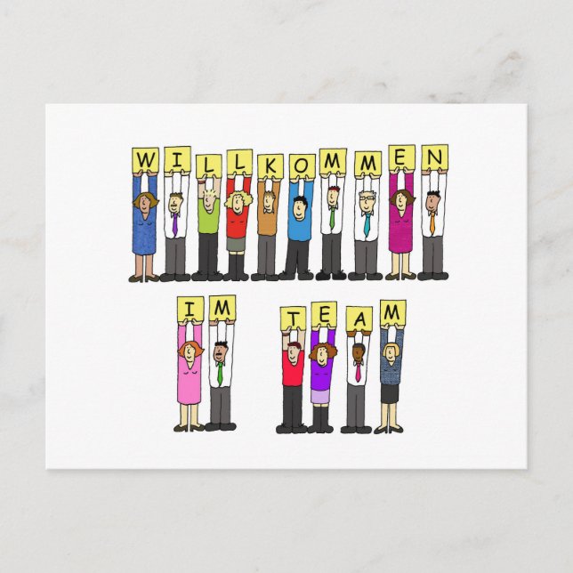Postal Bienvenidos al equipo en alemán (Anverso)