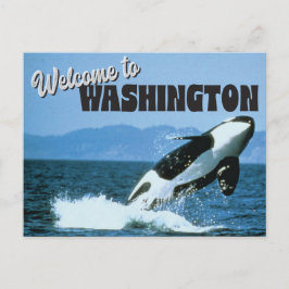 Postal Bienvenidos al estado de Washington con la ballena