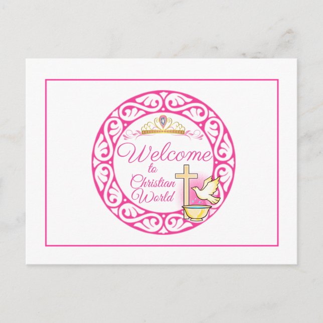 Postal Bienvenidos al mundo cristiano (Anverso)