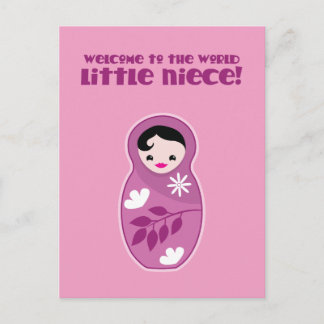 Postal Bienvenidos al mundo pequeña sobrina babushka Muñe