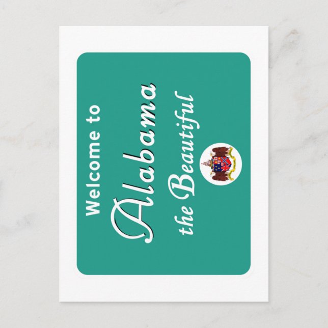 Postal Bienvenidos al Rótulo Alabama - USA Road (Anverso)