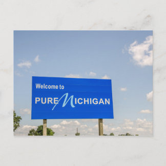 Postal Bienvenidos al Rótulo azul Pure Michigan