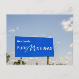 Postal Bienvenidos al Rótulo azul Pure Michigan