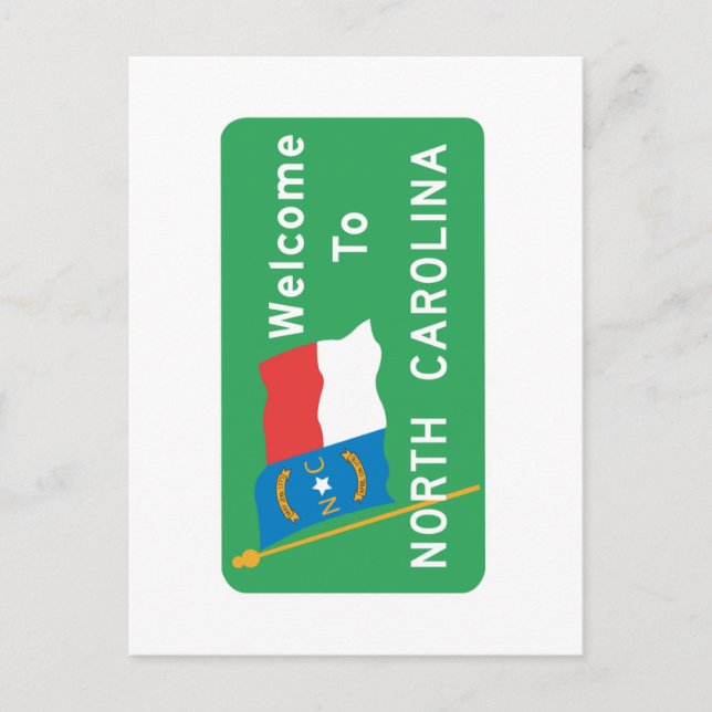 Postal Bienvenidos al Rótulo Carolina del Norte - Estados (Anverso)