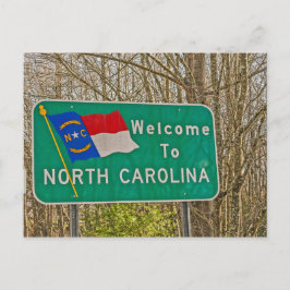 Postal Bienvenidos al Rótulo de Carolina del Norte