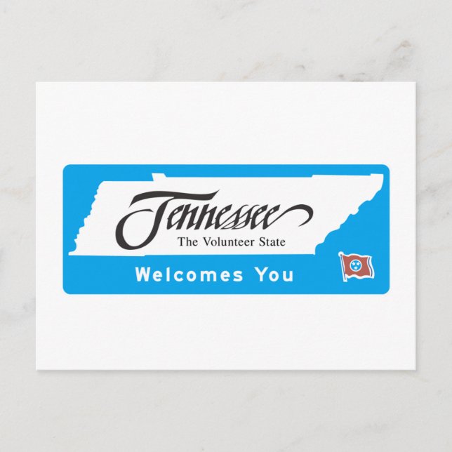 Postal Bienvenidos al Rótulo de Carretera Tennessee - EE. (Anverso)