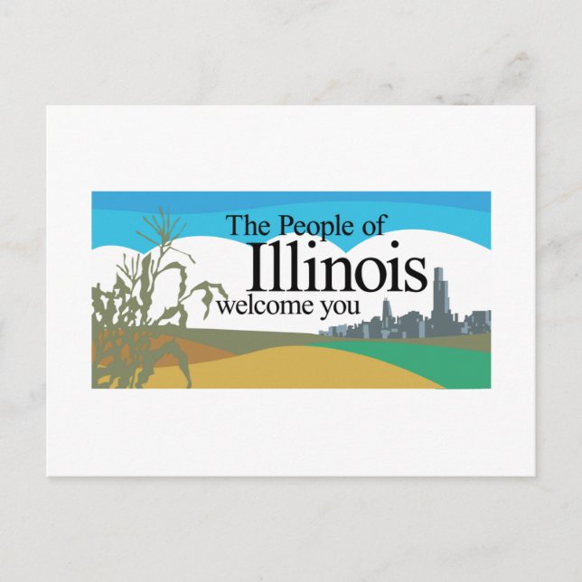 Postal Bienvenidos al Rótulo de Illinois - USA Road (Anverso)