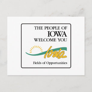 Postal Bienvenidos al Rótulo de Iowa - USA Road