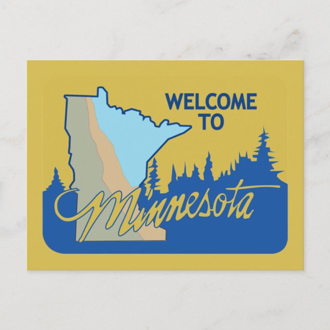 Postal Bienvenidos al Rótulo de Minnesota - USA Road (Anverso)
