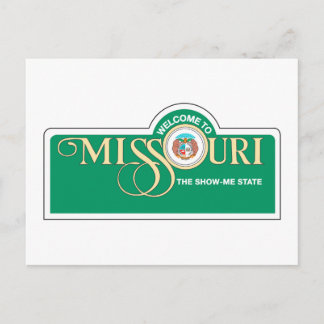 Postal Bienvenidos al Rótulo de Missouri - USA Road