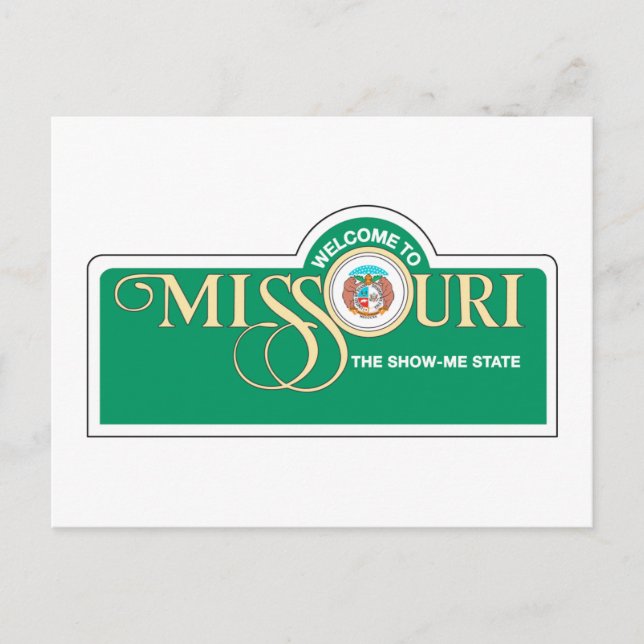 Postal Bienvenidos al Rótulo de Missouri - USA Road (Anverso)