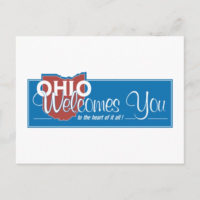 Postal Bienvenidos al Rótulo de Ohio - USA Road (Anverso)