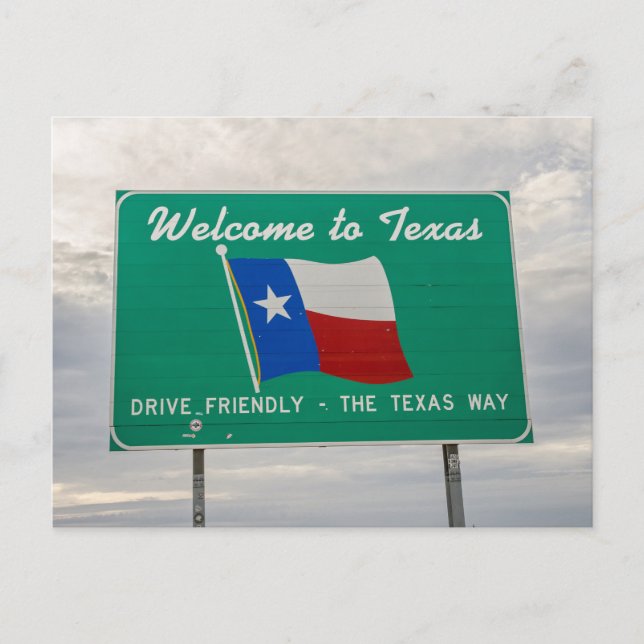 Postal Bienvenidos al Rótulo de Texas - El estado de la e (Anverso)