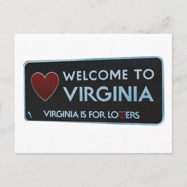 Postal Bienvenidos al Rótulo de Virginia (Anverso)