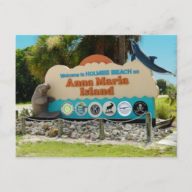Postal Bienvenidos al Rótulo Isla Anna Maria (Anverso)