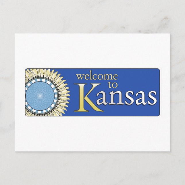 Postal Bienvenidos al Rótulo Kansas - USA Road (Anverso)