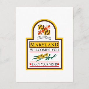 Postal Bienvenidos al Rótulo Maryland - USA Road