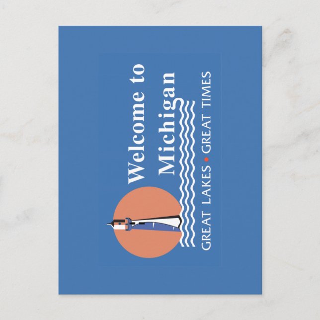 Postal Bienvenidos al Rótulo Michigan - USA Road (Anverso)