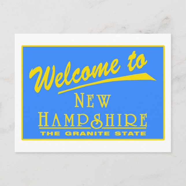 Postal Bienvenidos al Rótulo New Hampshire - USA Road (Anverso)