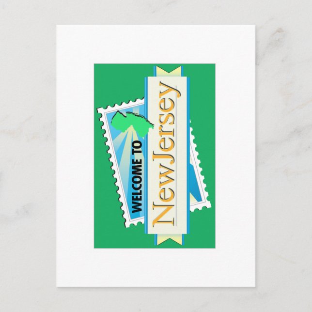 Postal Bienvenidos al Rótulo New Jersey - USA Road (Anverso)