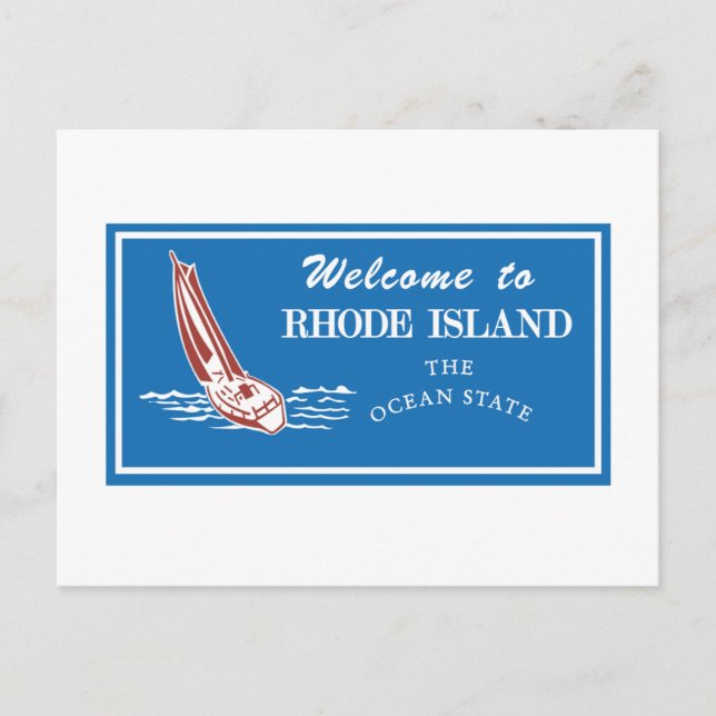 Postal Bienvenidos al Rótulo Rhode Island - USA Road (Anverso)