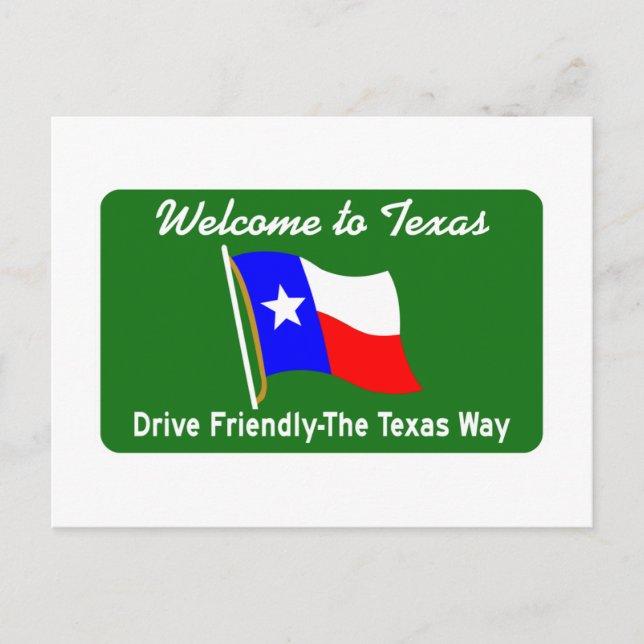 Postal Bienvenidos al Rótulo Texas - USA Road (Anverso)