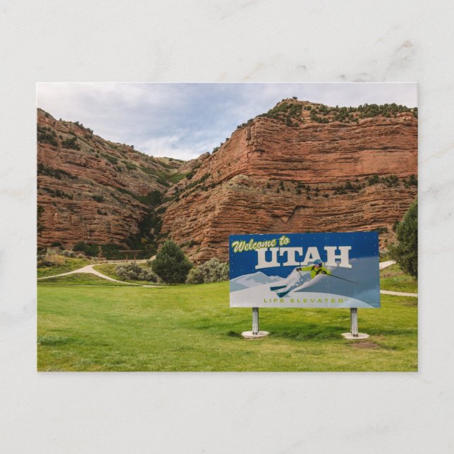 Postal Bienvenidos al Rótulo Utah - Señales de estado (Anverso)