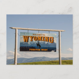 Postal Bienvenidos al Rótulo Wyoming - Fronteras Estatale