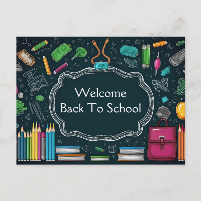 Postal Bienvenidos de nuevo a la escuela (Anverso)