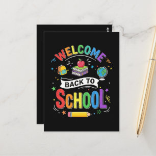 Postal Bienvenidos de vuelta al colegio niños maestro pri