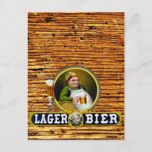 Postal Bier de cerveza de 1879 en madera de roble