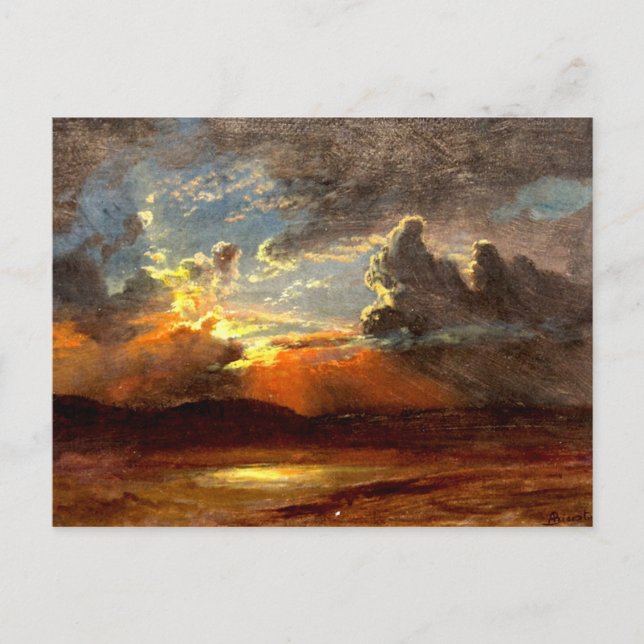 Postal Bierstadt - Cielos iluminados con sol, bello arte  (Anverso)