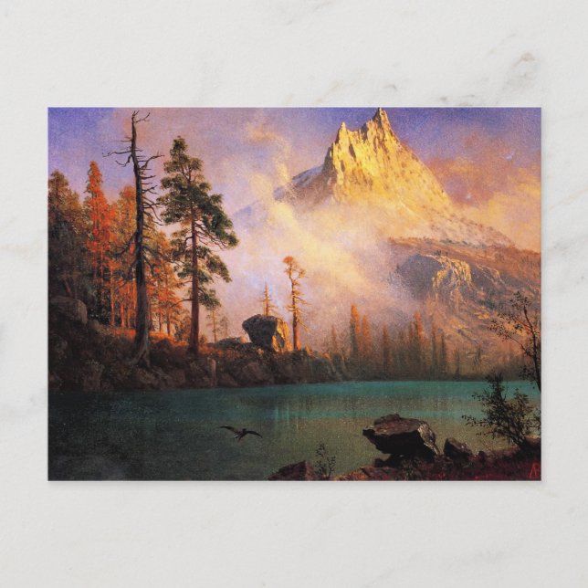 Postal Bierstadt - Lago de montaña, pintura artística fin (Anverso)