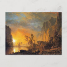 Bierstadt Sunset en la pintura de las rocas