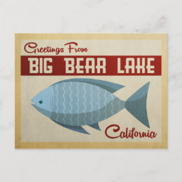 Postal Big Bear Lake Postcard Blue Fish Vintage Viaje