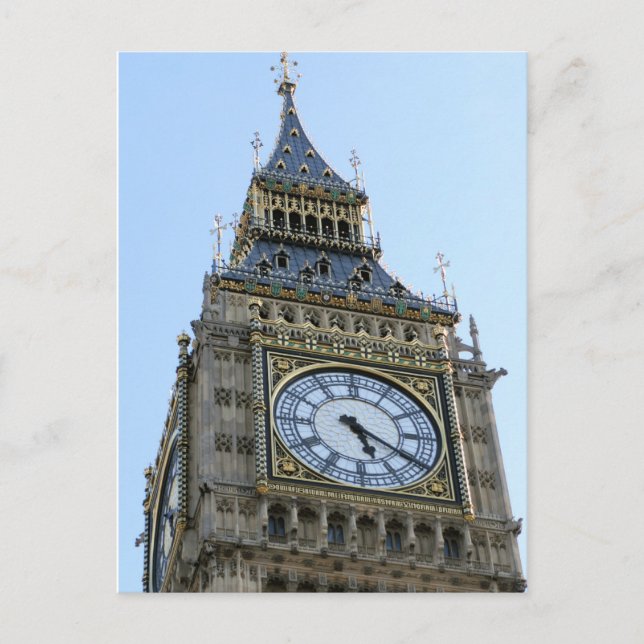 Postal Big Ben Clock en Londres, Inglaterra Reino Unido (Anverso)