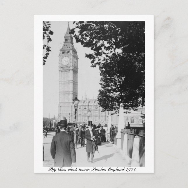 Postal Big Ben Clock & House of Parliament 1901 Londres (Anverso)