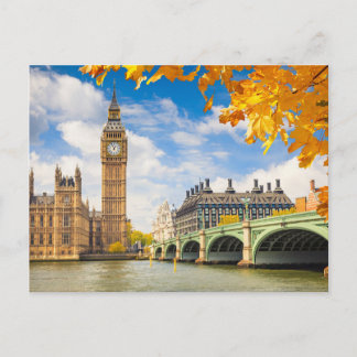 Postal Big Ben Con Hojas De Otoño, Londres