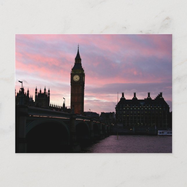 Postal Big Ben en Sunset, Londres (Anverso)