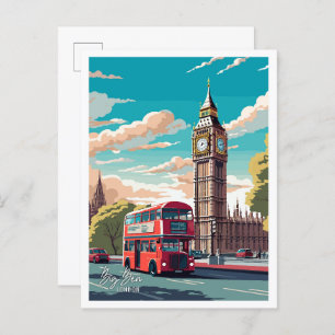 Postal Big Ben England Ilustracion de viajes de arte de c