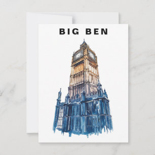 Postal Big Ben Londres Reino Unido Viaje Acuarela