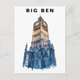Postal Big Ben Londres Reino Unido Viaje Acuarela