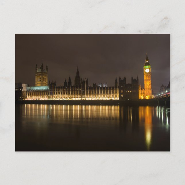 Postal Big Ben y el parlamento en la noche (Anverso)