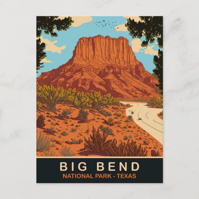 Postal Big Bend, Parque Nacional, Texas, Viajes (Anverso)