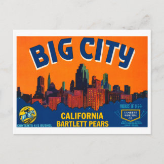 Postal Big City California Bartlett Pears Vintage Crate l