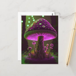 Postal Big Glowy Mushroom - Green & Fuchsia