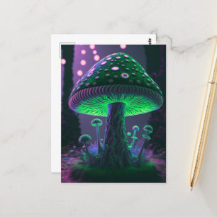Postal Big Glowy Mushroom - Verde y Rosa