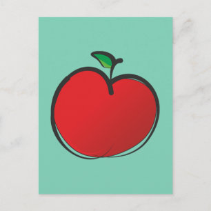 Postal Big Red Apple Drawing
