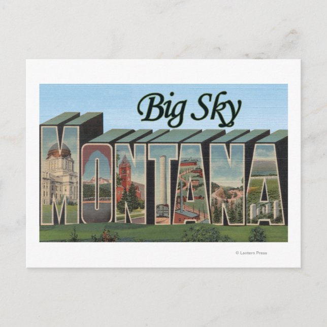 Postal Big Sky, Montana - Escenas de letras grandes (Anverso)